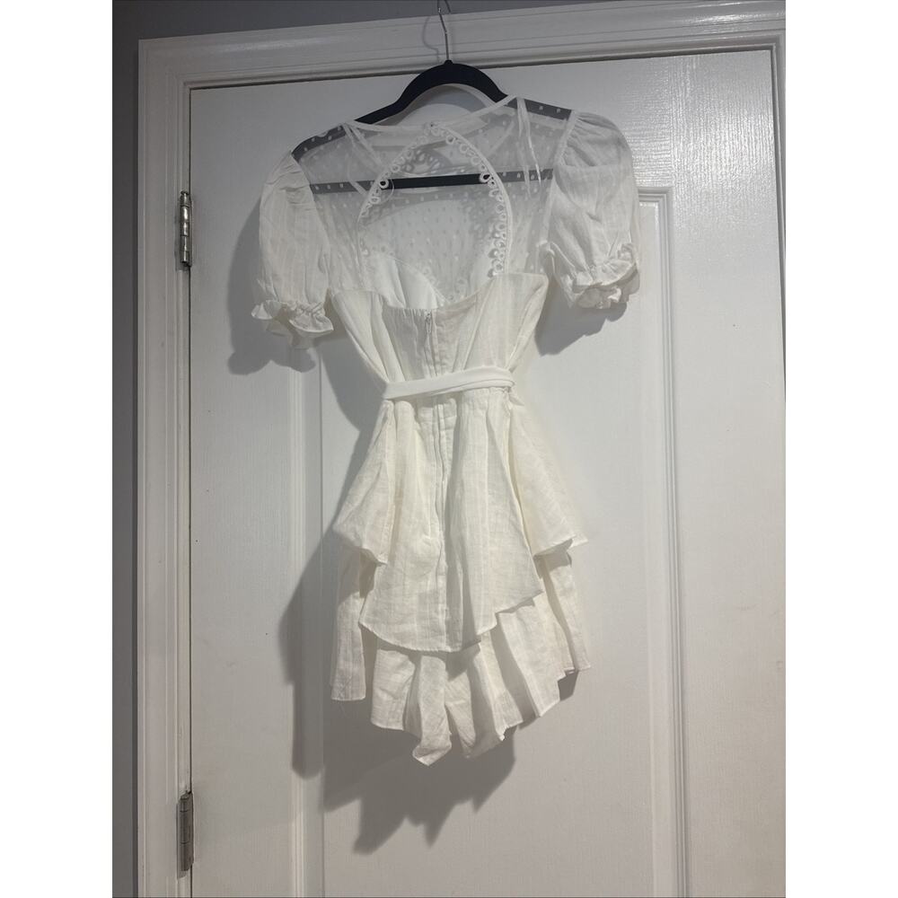 City Vibe White Ivory Romper Dress With Ruffles Size 3 Cottagecore Indie Boho - Picture 6 of 14